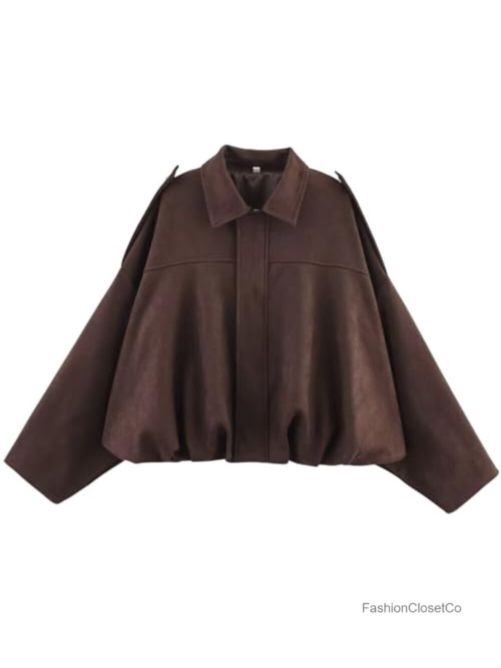 Faux Suede Bomber Jacket Oversized Cropped Casual Streetwear Coat